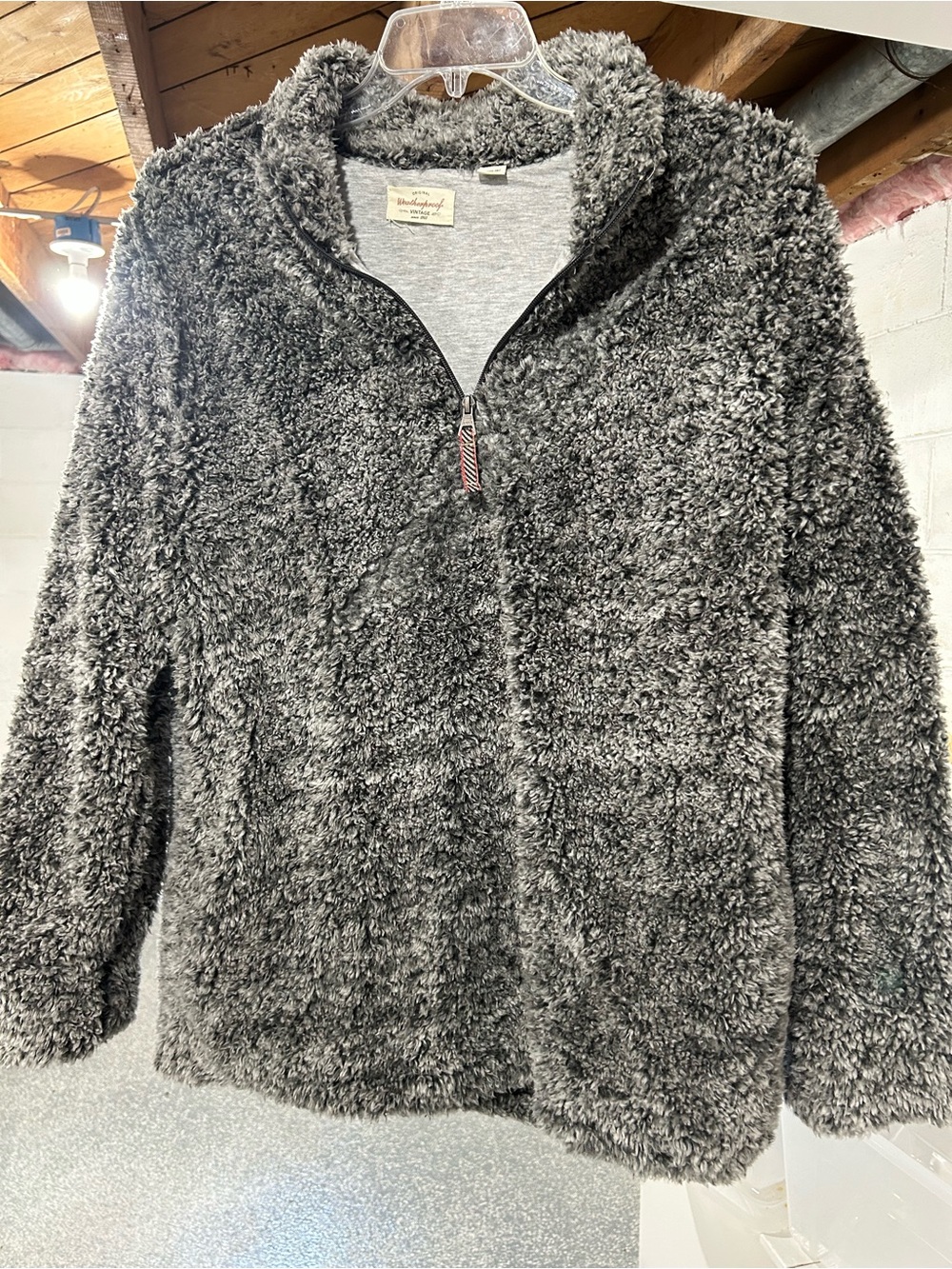 Weatherproof Plush Half-Zip Teddy Jacket in Charcoal Gray